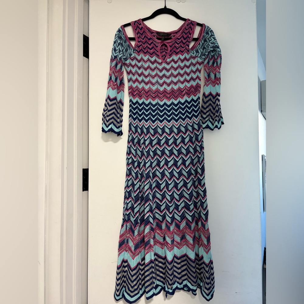 BCBGMaxAzria Multicolor Chevron Long Sleeve Dress